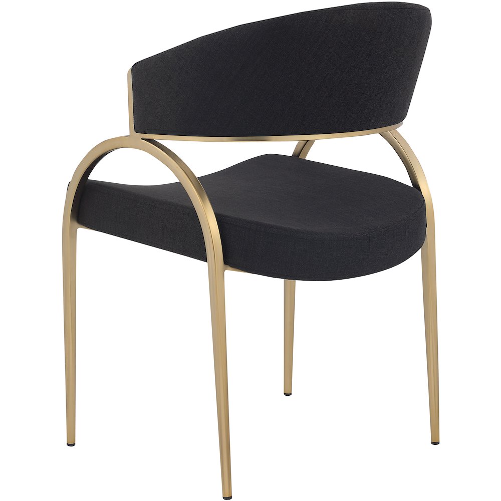 Privet Black Linen Textured Fabric Dining Chair, Set of 2. Picture 2