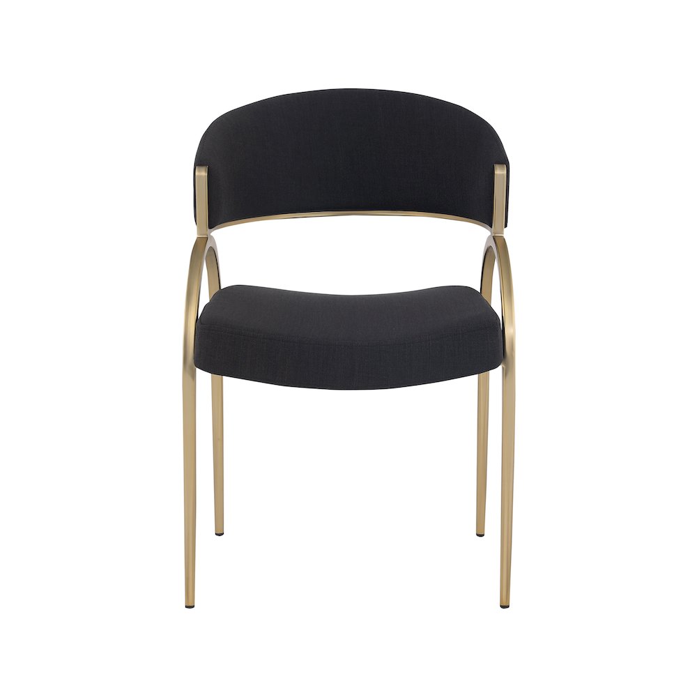 Privet Black Linen Textured Fabric Dining Chair, Set of 2. Picture 3