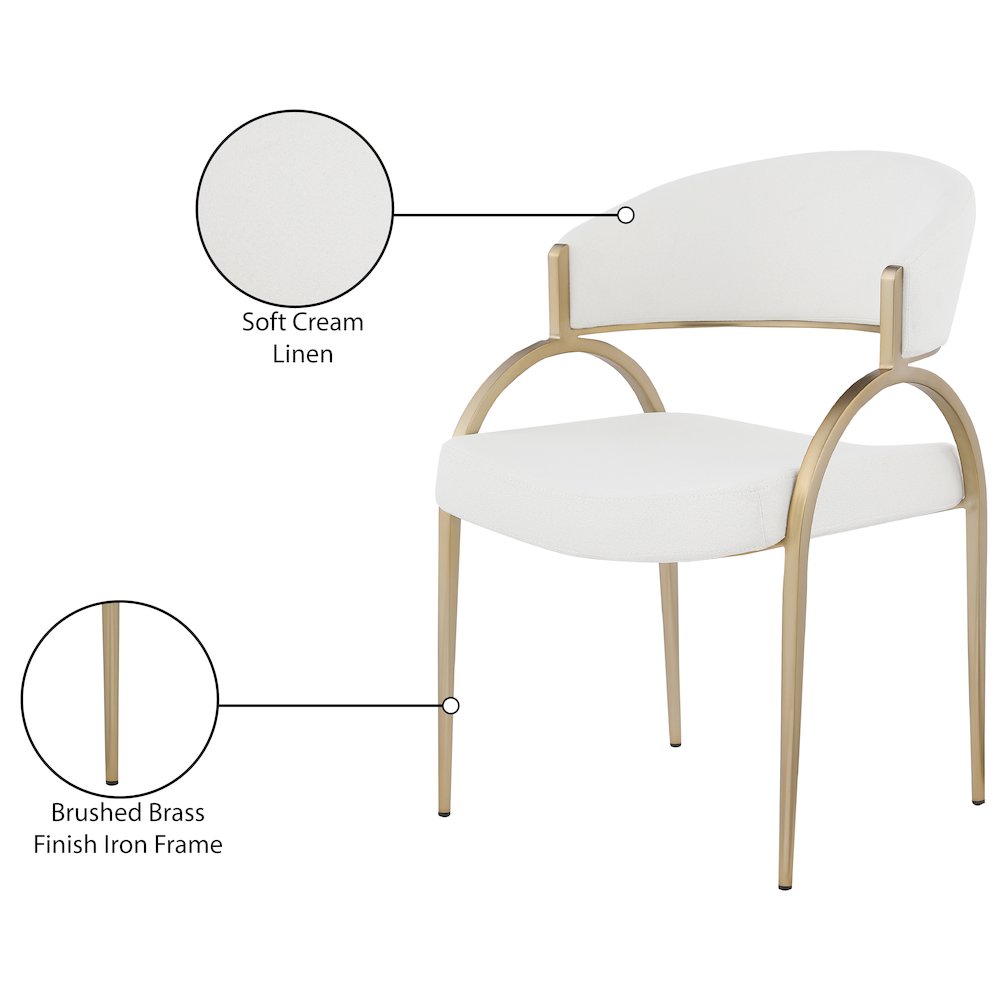 Privet Cream Linen Textured Fabric Dining Chair, Set of 2. Picture 6