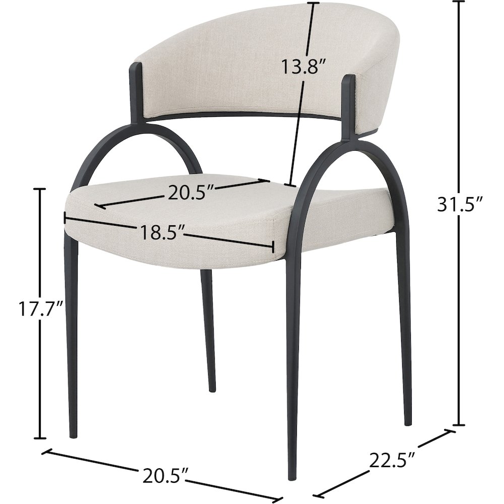 Privet Beige Linen Textured Fabric Dining Chair, Set of 2. Picture 5