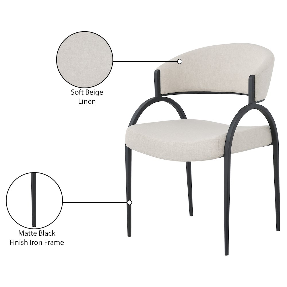 Privet Beige Linen Textured Fabric Dining Chair, Set of 2. Picture 6