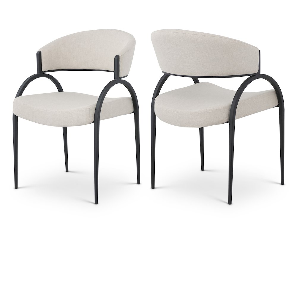 Privet Beige Linen Textured Fabric Dining Chair, Set of 2. Picture 1