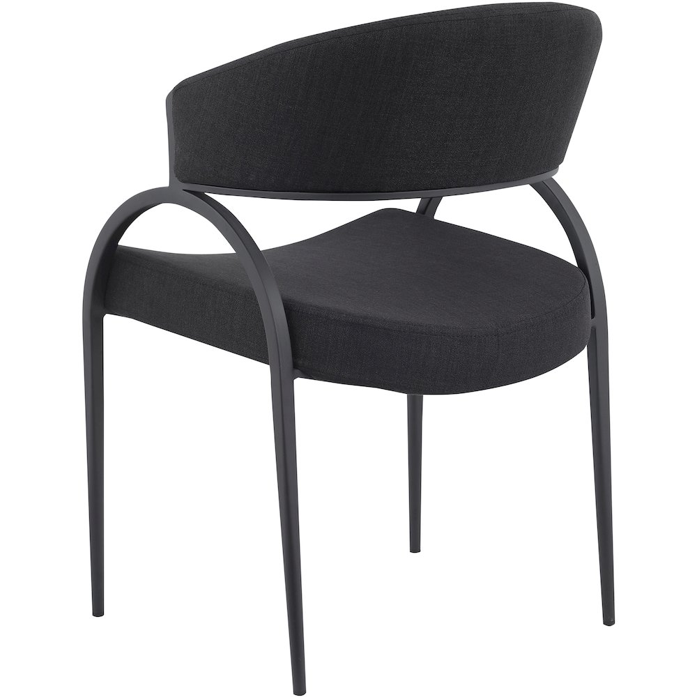 Privet Black Linen Textured Fabric Dining Chair, Set of 2. Picture 2