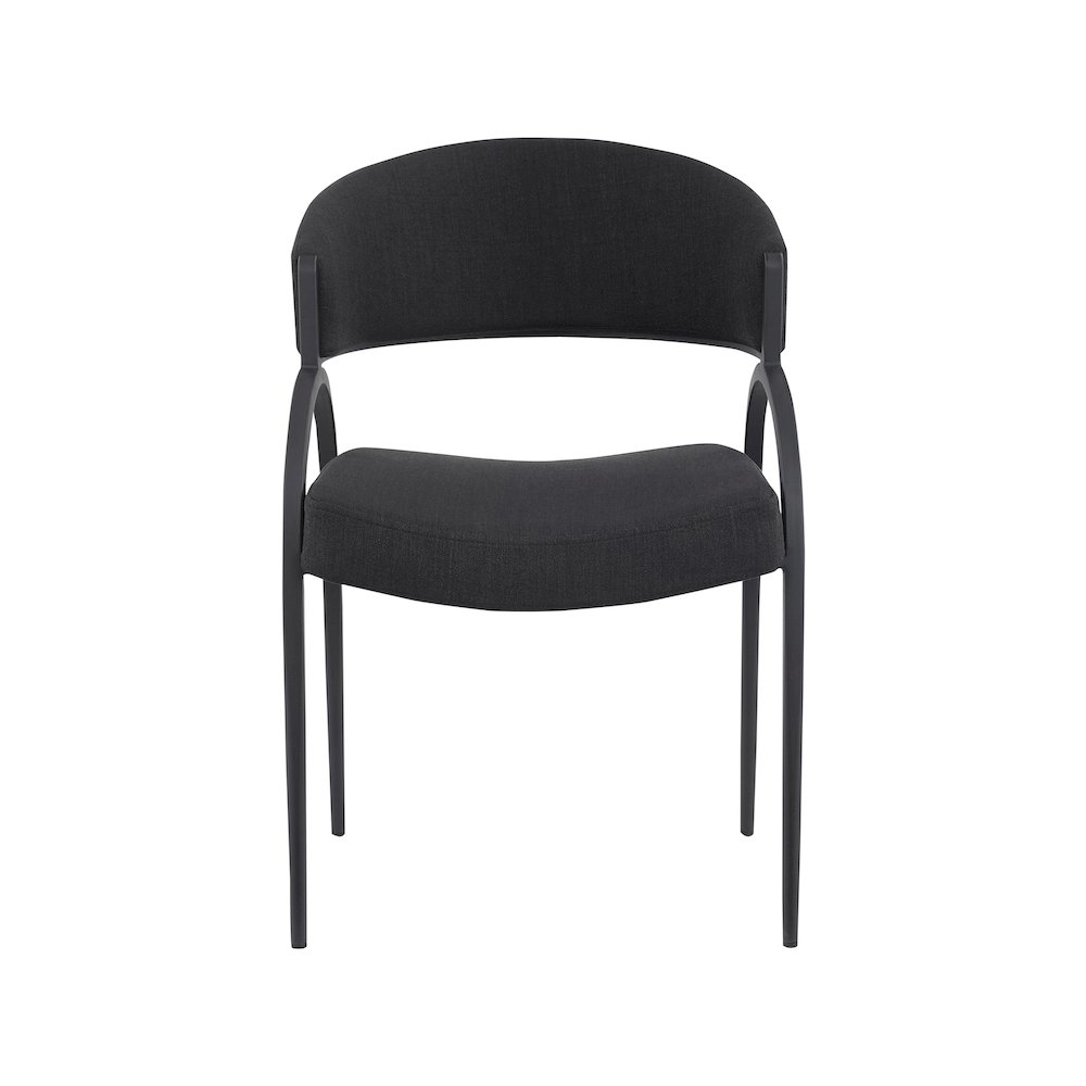 Privet Black Linen Textured Fabric Dining Chair, Set of 2. Picture 3