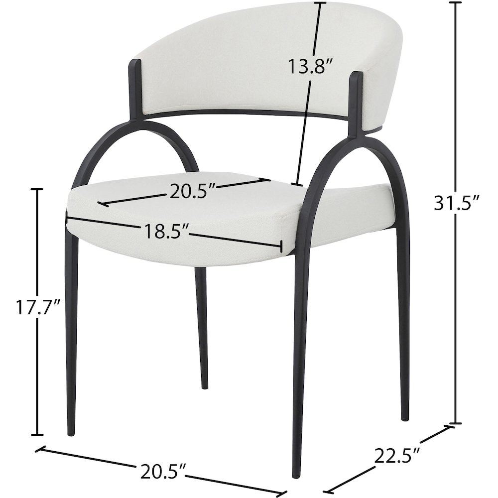 Privet Cream Linen Textured Fabric Dining Chair, Set of 2. Picture 5