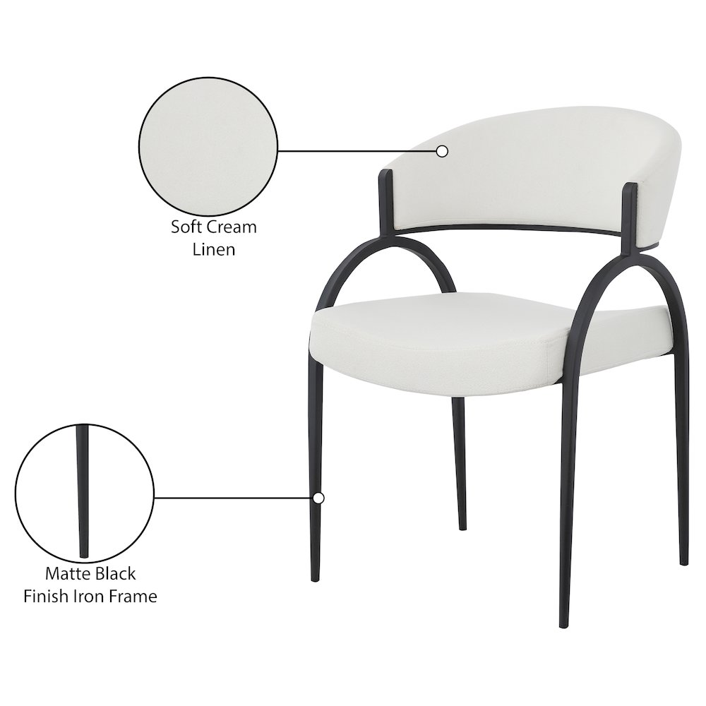 Privet Cream Linen Textured Fabric Dining Chair, Set of 2. Picture 6