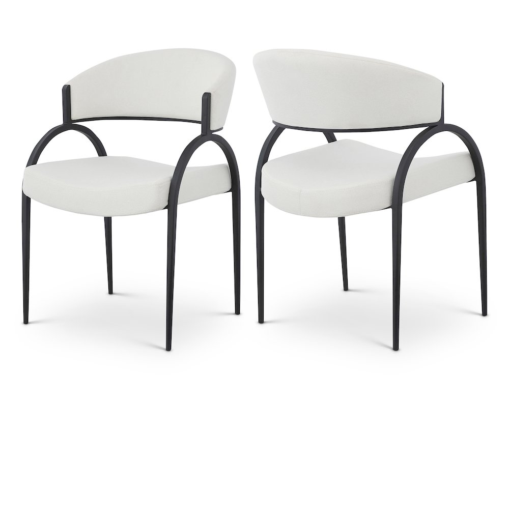 Privet Cream Linen Textured Fabric Dining Chair, Set of 2. Picture 1
