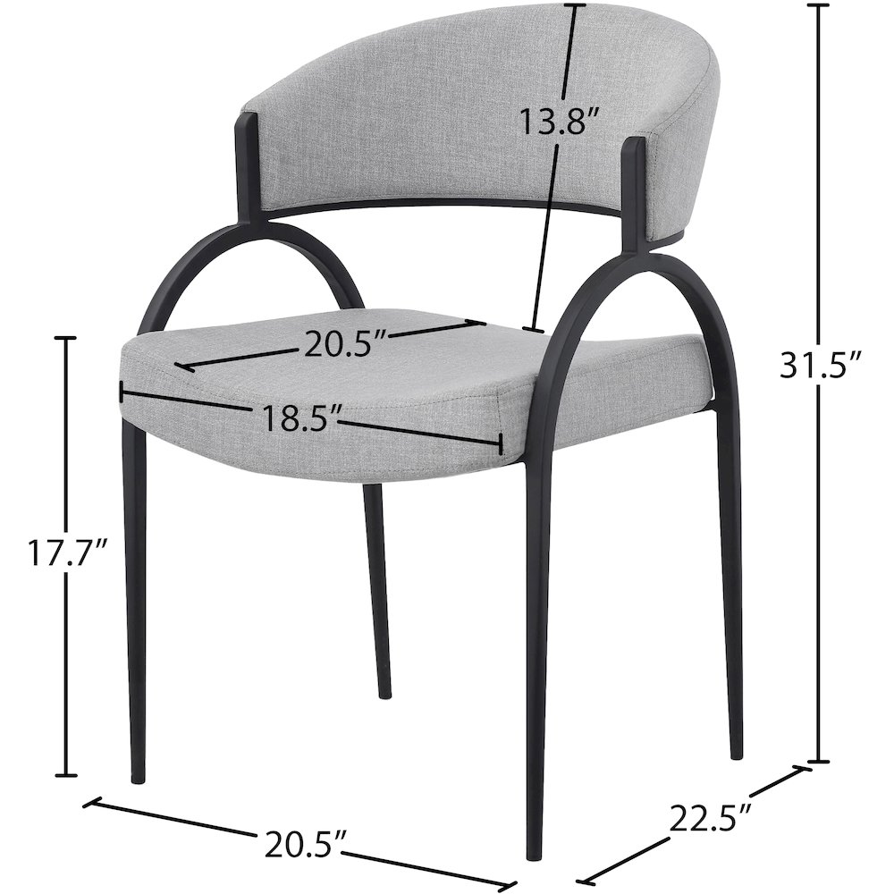 Privet Grey Linen Textured Fabric Dining Chair, Set of 2. Picture 5