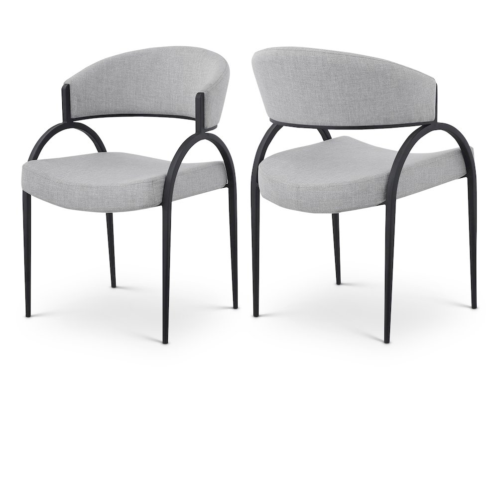 Privet Grey Linen Textured Fabric Dining Chair, Set of 2. Picture 1