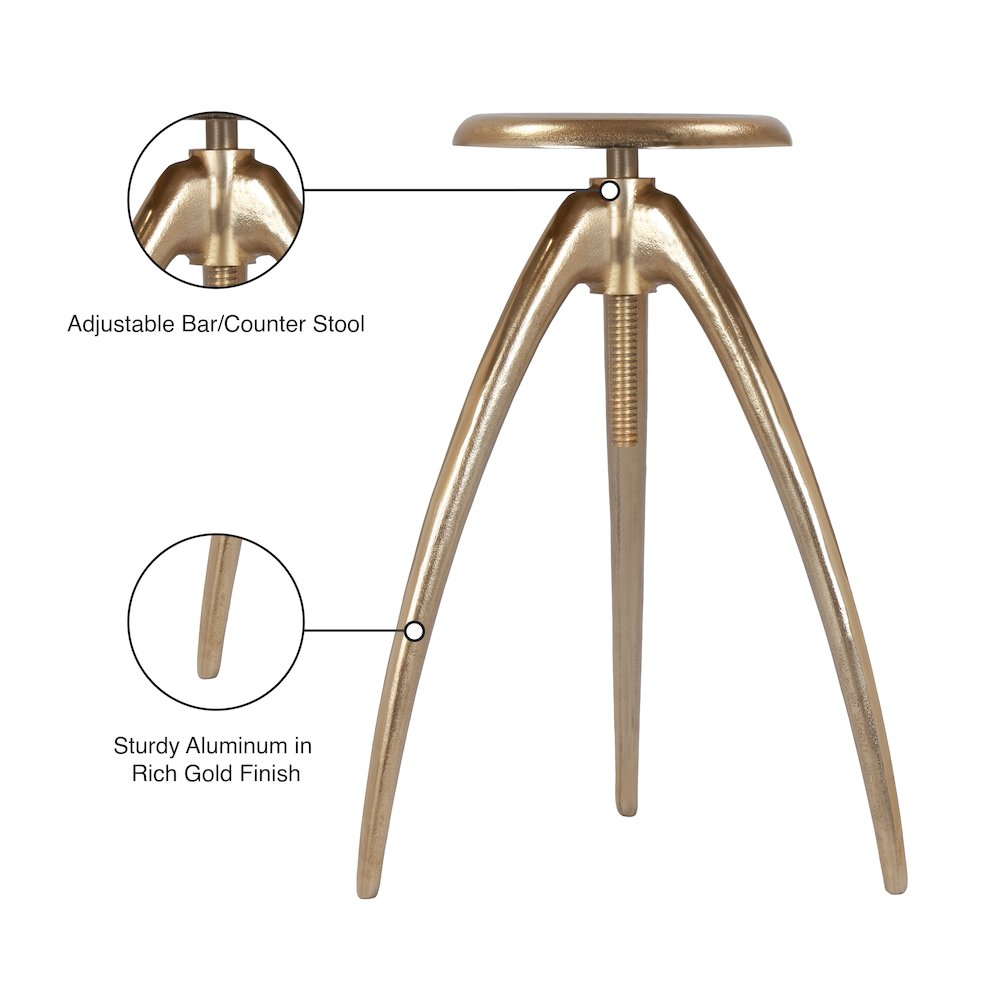 Clara Gold Aluminum Counter/Bar Stool. Picture 7