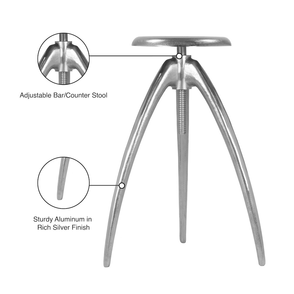 Clara Silver Aluminum Counter/Bar Stool. Picture 7