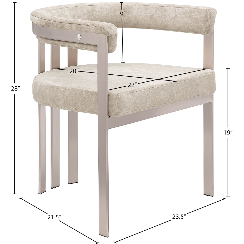 Marcello Beige Velvet Dining Chair, Set of 2. Picture 7
