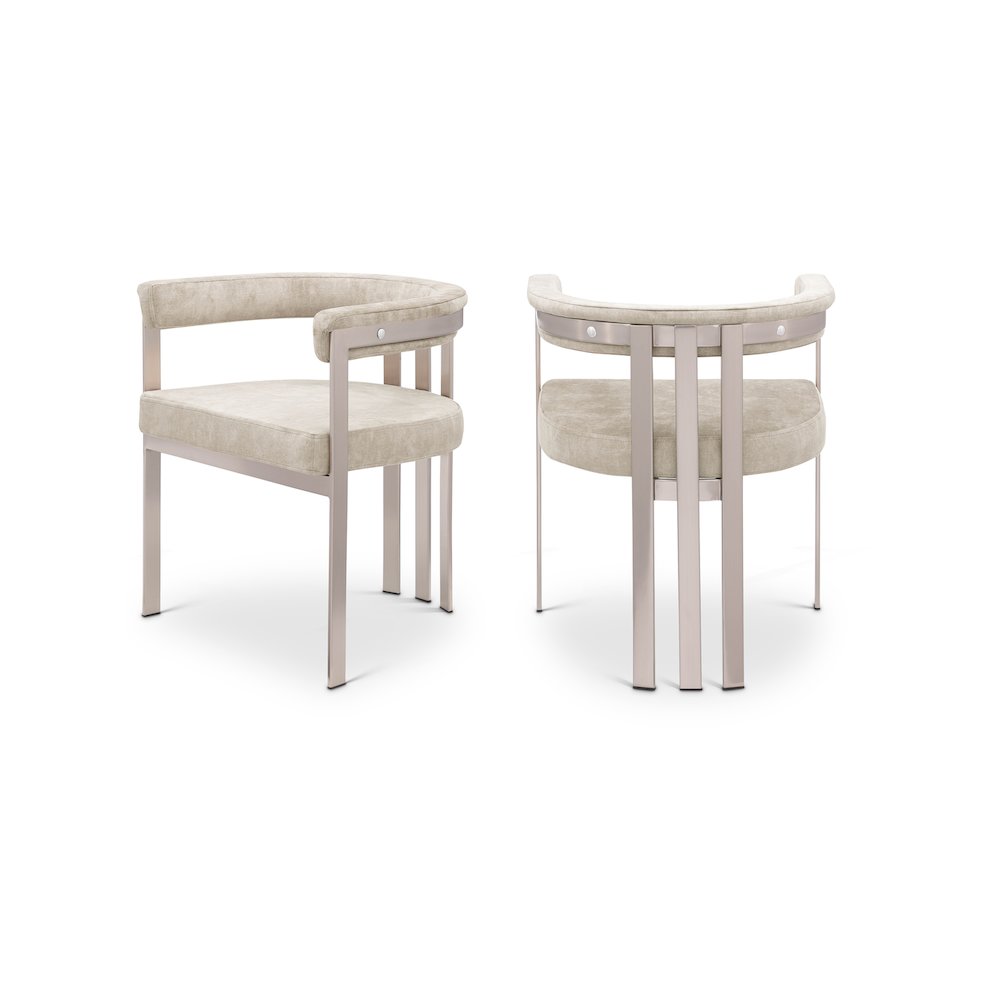 Marcello Beige Velvet Dining Chair, Set of 2. Picture 1