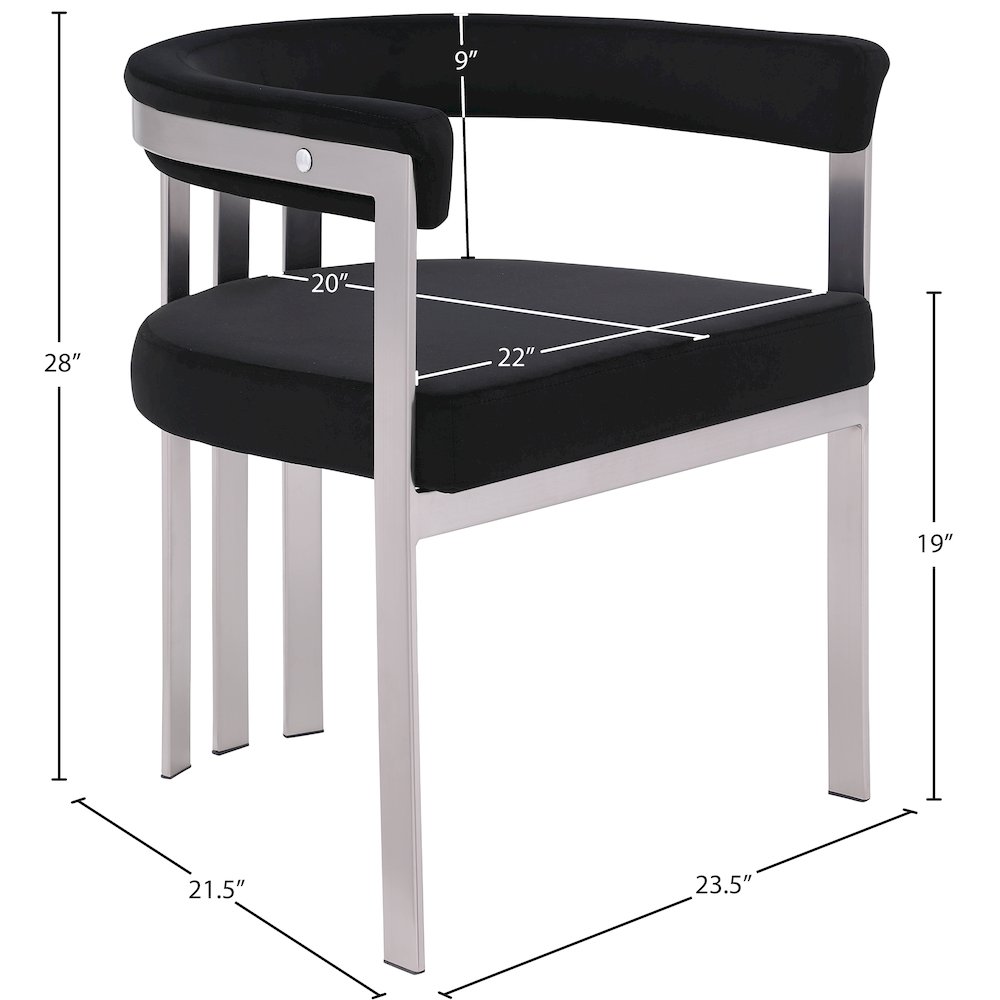 Marcello Black Velvet Dining Chair, Set of 2. Picture 7