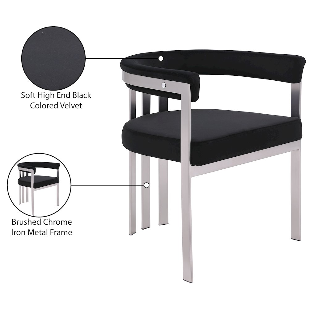 Marcello Black Velvet Dining Chair, Set of 2. Picture 8