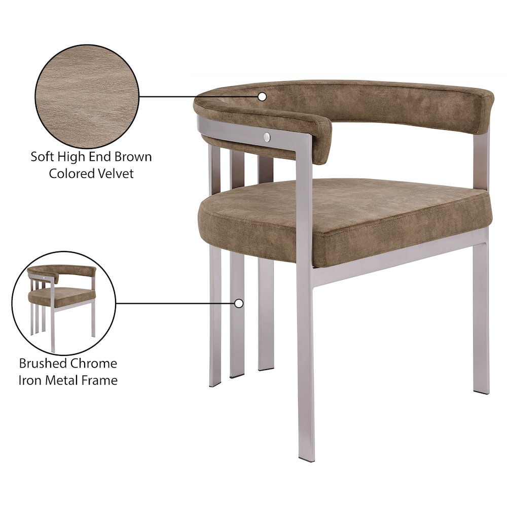 Marcello Brown Velvet Dining Chair, Set of 2. Picture 8
