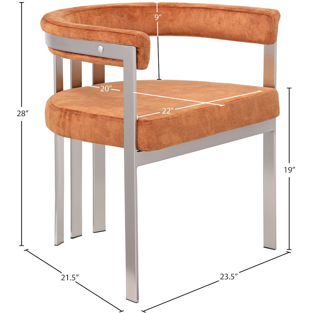 Marcello Cognac Velvet Dining Chair, Set of 2. Picture 7