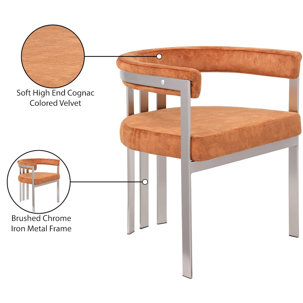 Marcello Cognac Velvet Dining Chair, Set of 2. Picture 8