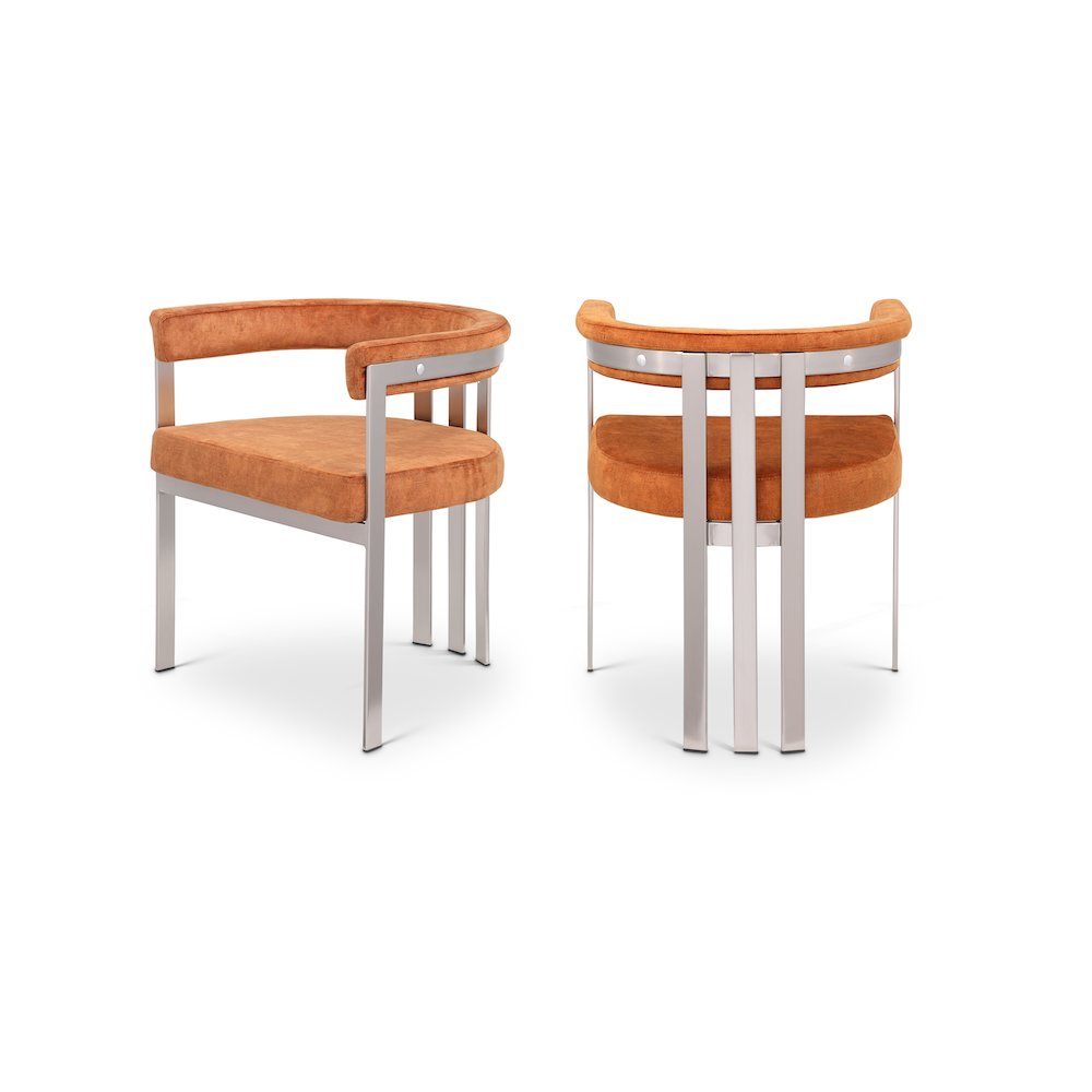 Marcello Cognac Velvet Dining Chair, Set of 2. Picture 1