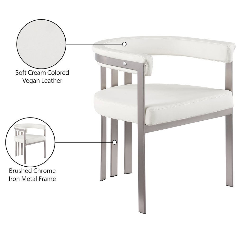 Marcello Cream Vegan Leather Dining Chair, Set of 2. Picture 8