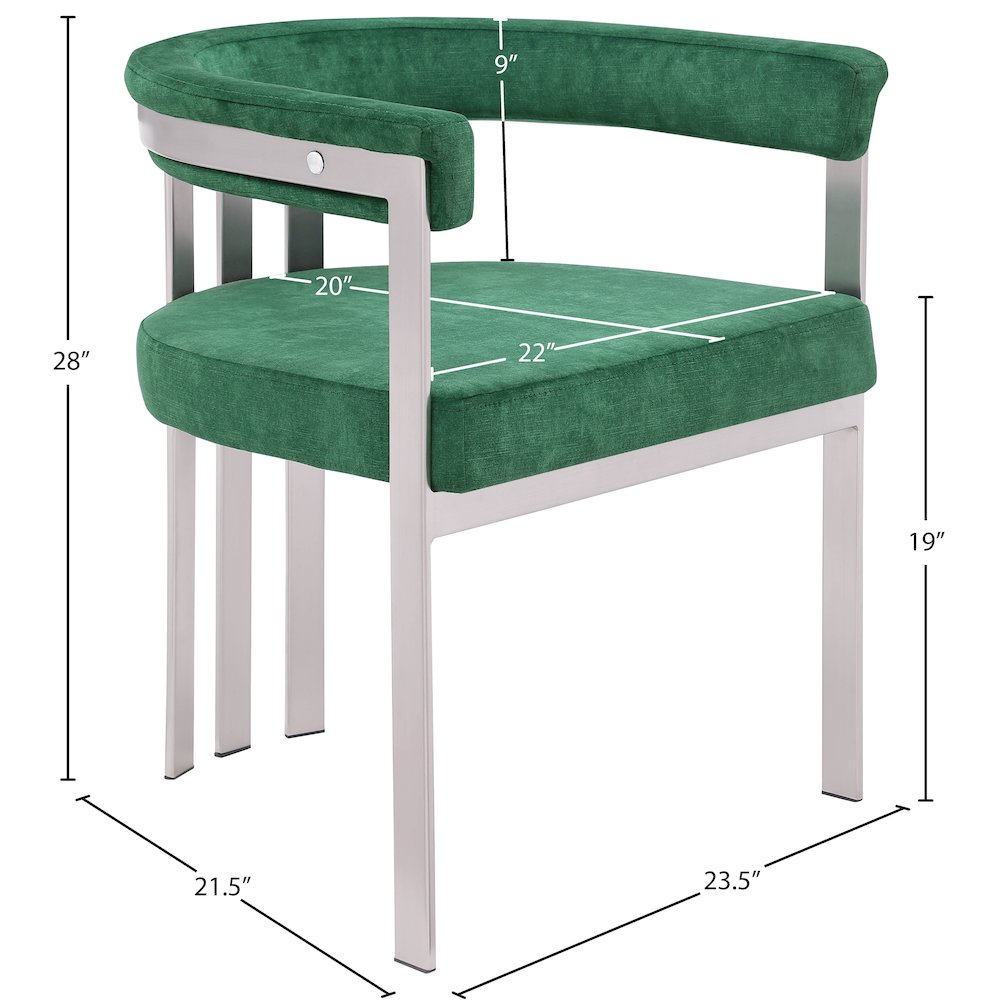 Marcello Green Velvet Dining Chair, Set of 2. Picture 7