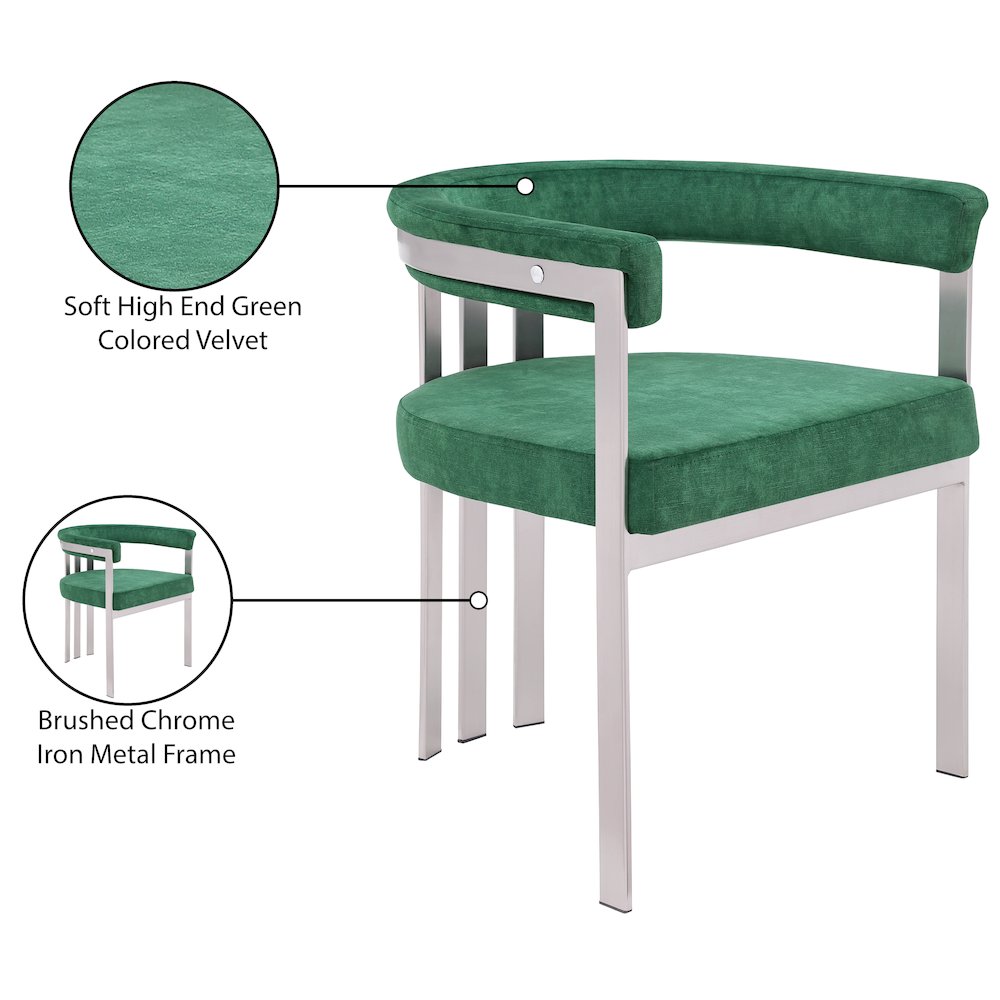 Marcello Green Velvet Dining Chair, Set of 2. Picture 8