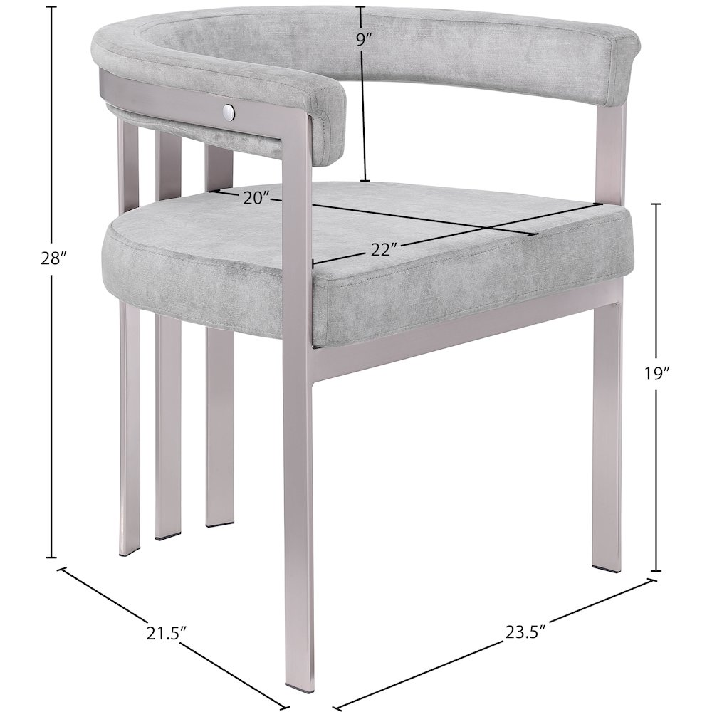 Marcello Grey Velvet Dining Chair, Set of 2. Picture 7