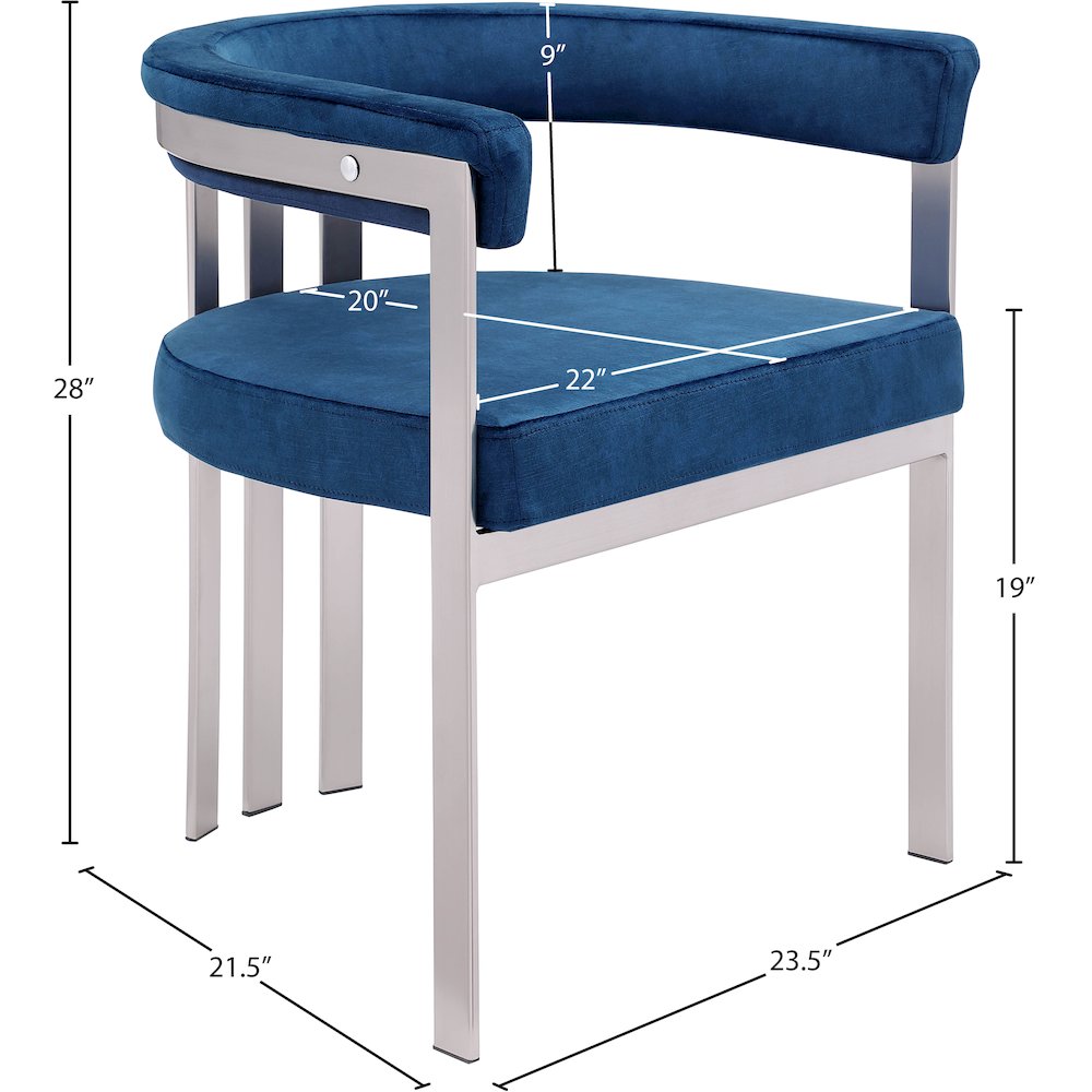 Marcello Navy Velvet Dining Chair, Set of 2. Picture 7