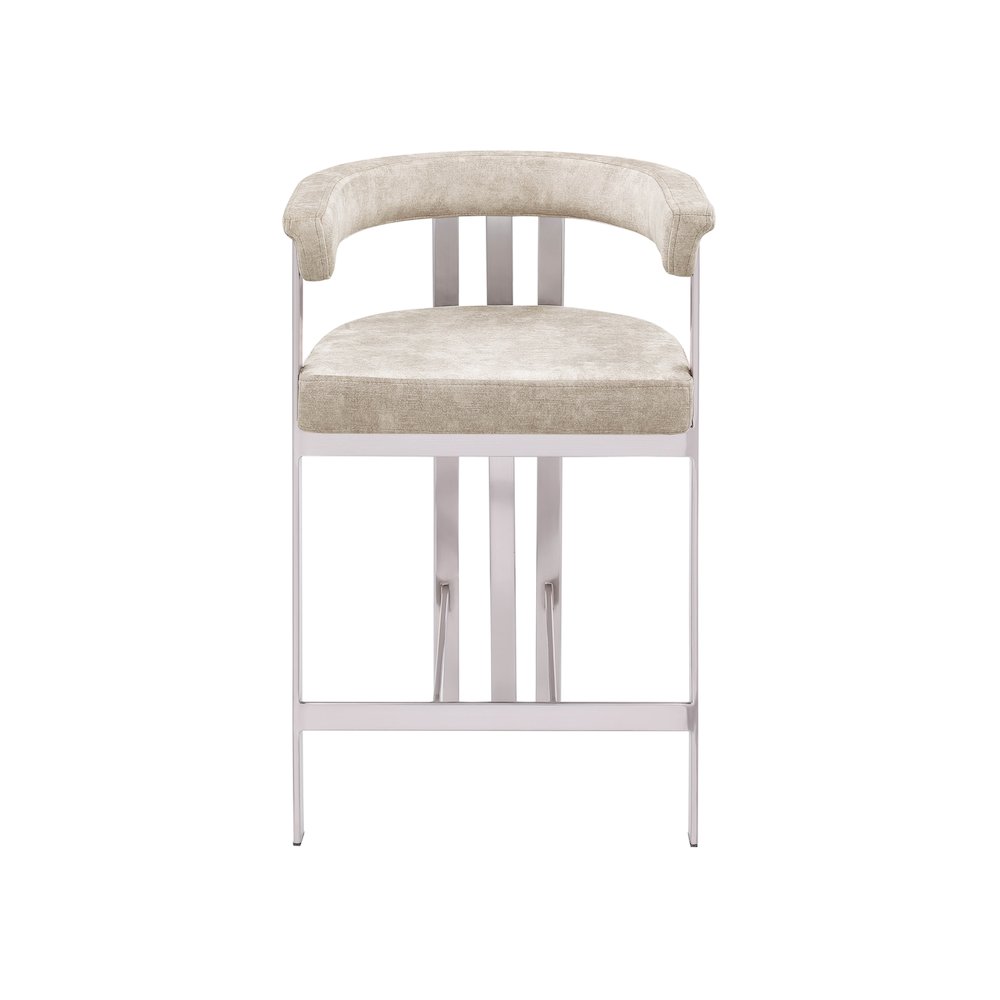 Marcello Beige Velvet Counter Stool, Set of 2. Picture 3