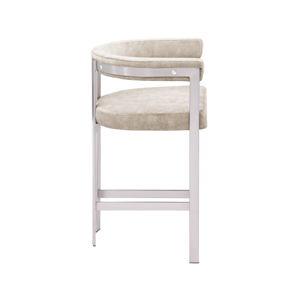 Marcello Beige Velvet Counter Stool, Set of