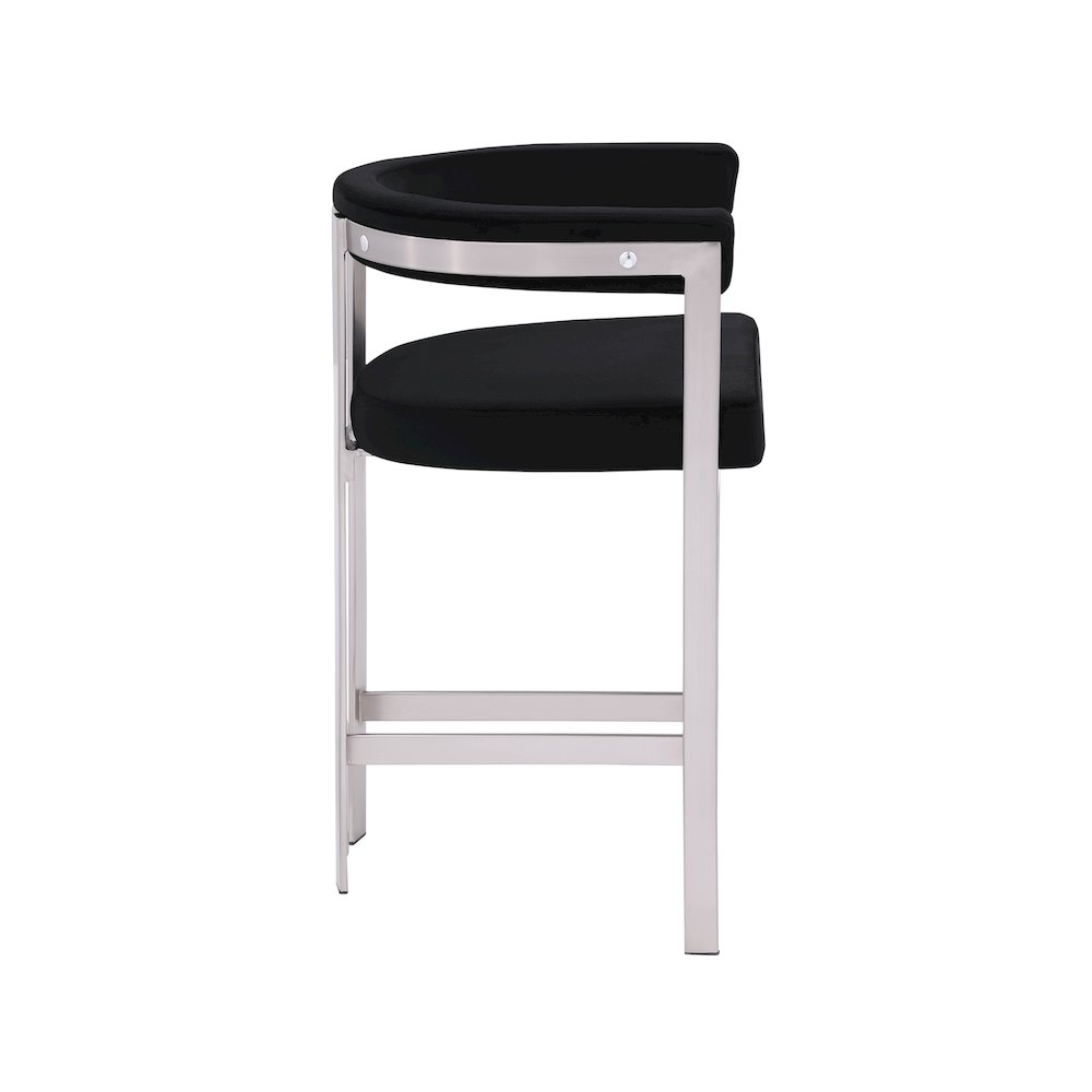 Marcello Black Velvet Counter Stool, Set of 2. Picture 4