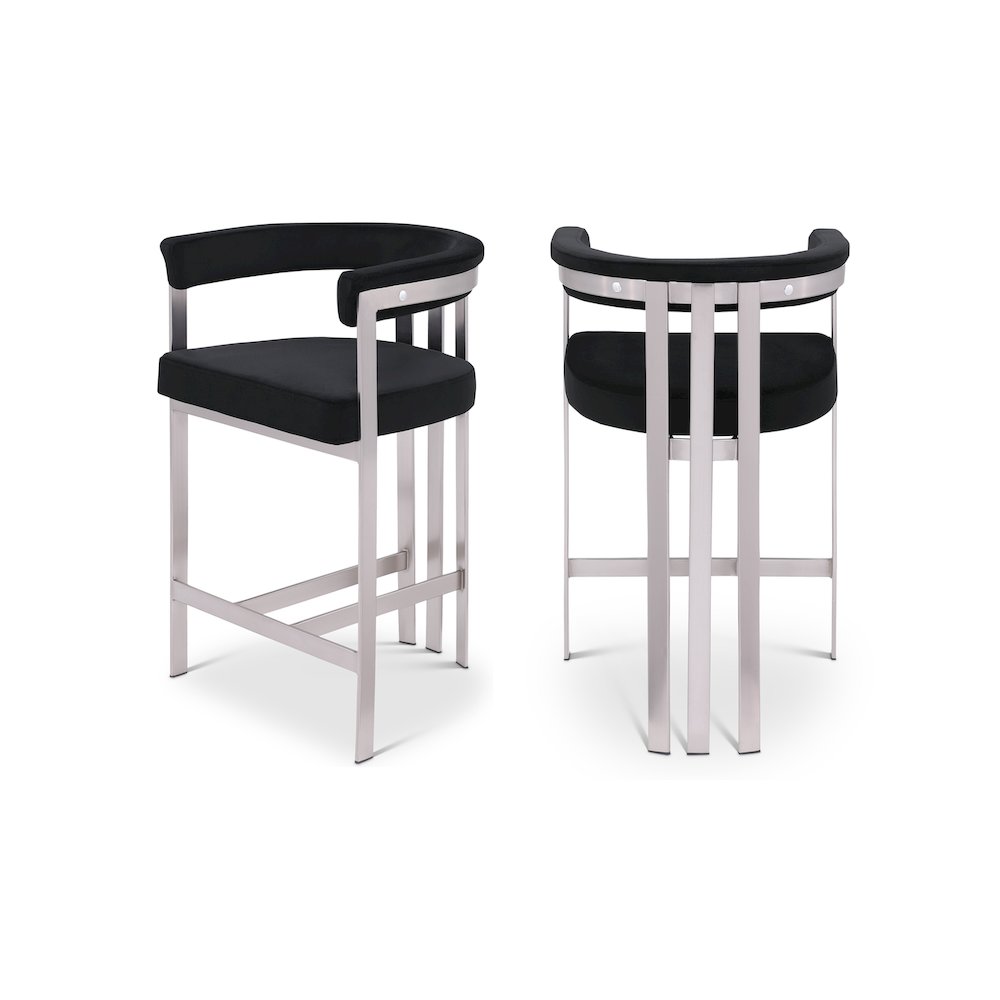 Marcello Black Velvet Counter Stool, Set of 2. Picture 1