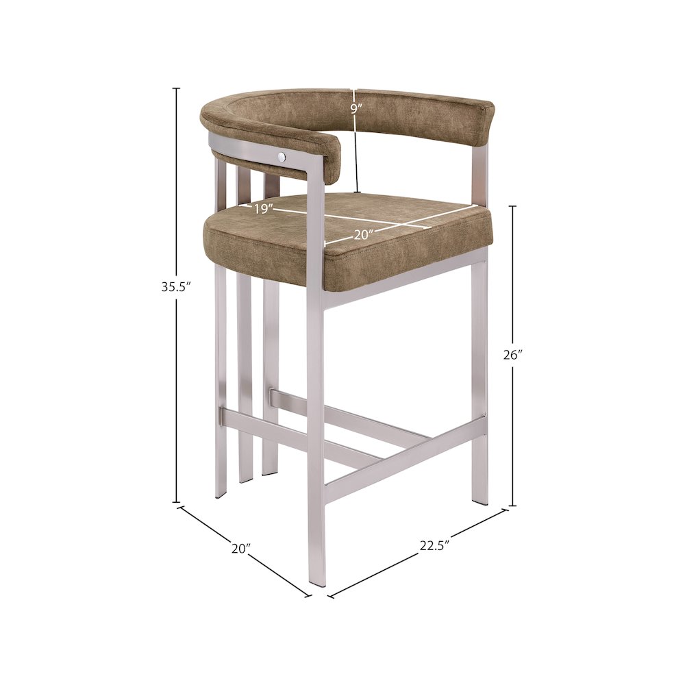 Marcello Brown Velvet Counter Stool, Set of 2. Picture 6