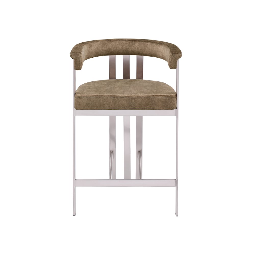 Marcello Brown Velvet Counter Stool, Set of 2. Picture 3