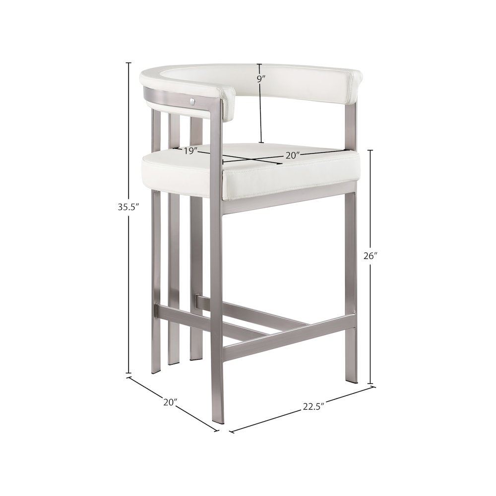 Marcello Cream Vegan Leather Counter Stool, Set of 2. Picture 7