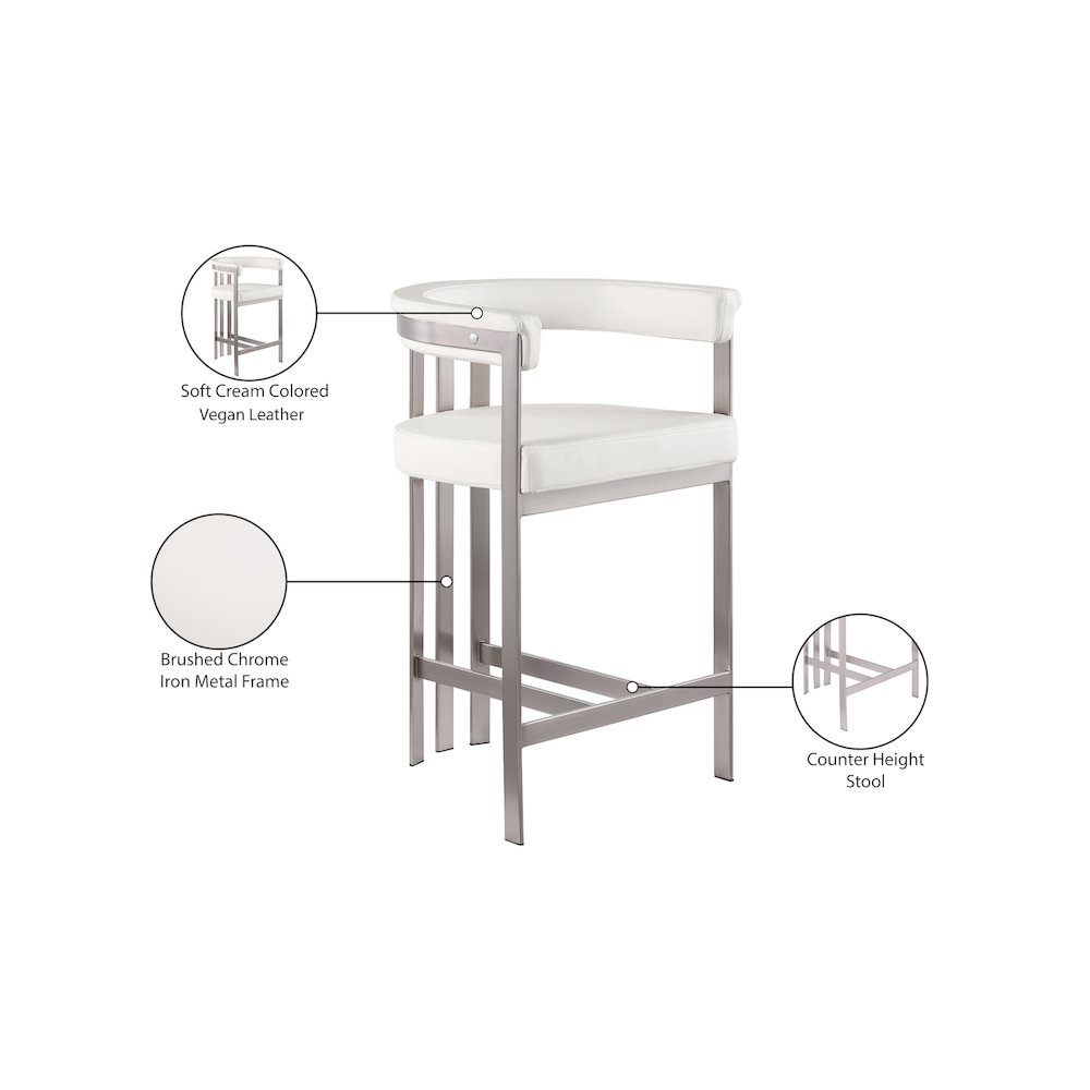 Marcello Cream Vegan Leather Counter Stool, Set of 2. Picture 8