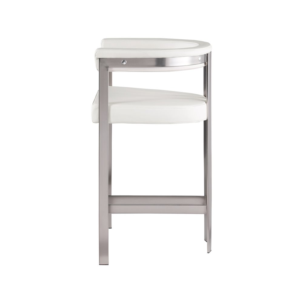 Marcello Cream Vegan Leather Counter Stool, Set of 2. Picture 4