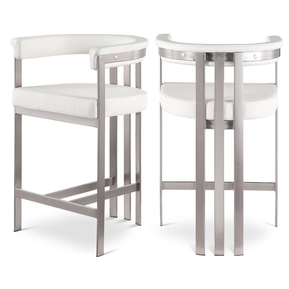 Marcello Cream Vegan Leather Counter Stool, Set of 2. Picture 1