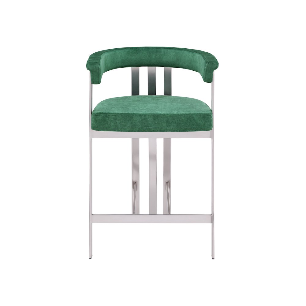 Marcello Green Velvet Counter Stool, Set of 2. Picture 3