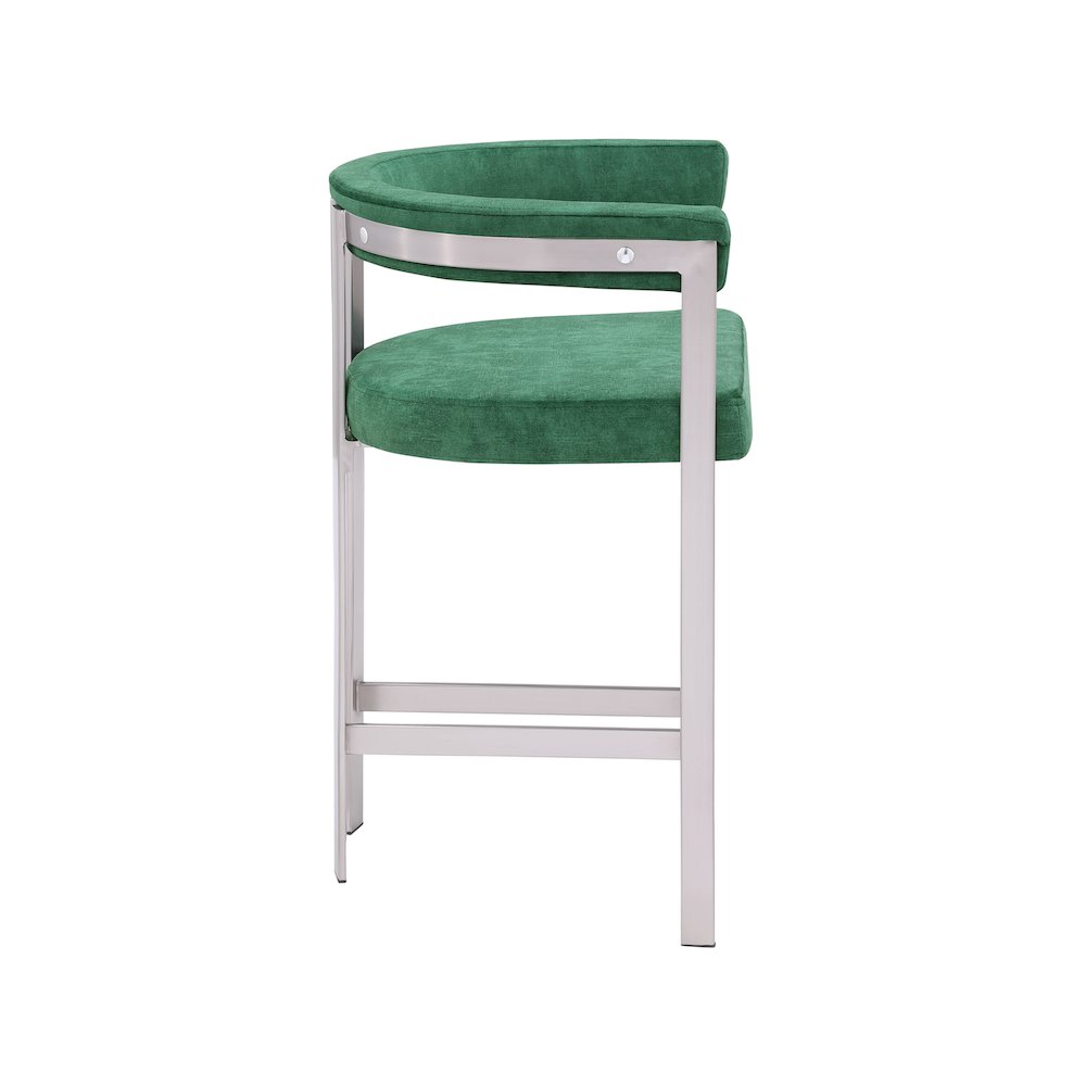 Marcello Green Velvet Counter Stool, Set of 2. Picture 4