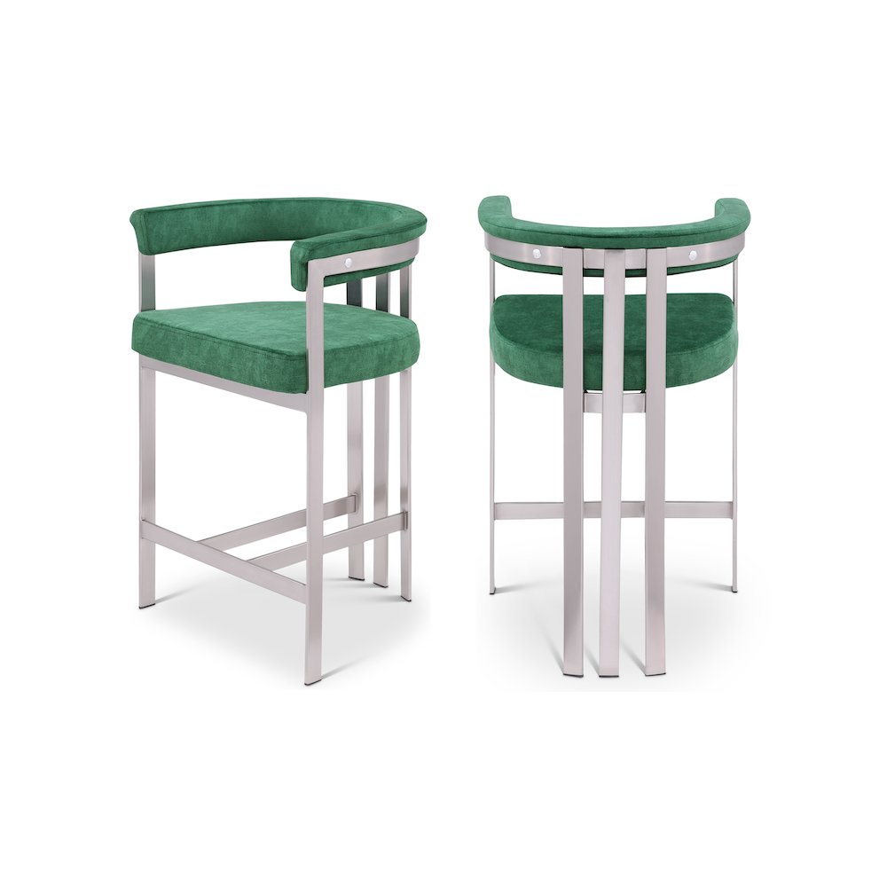 Marcello Green Velvet Counter Stool, Set of 2. Picture 1