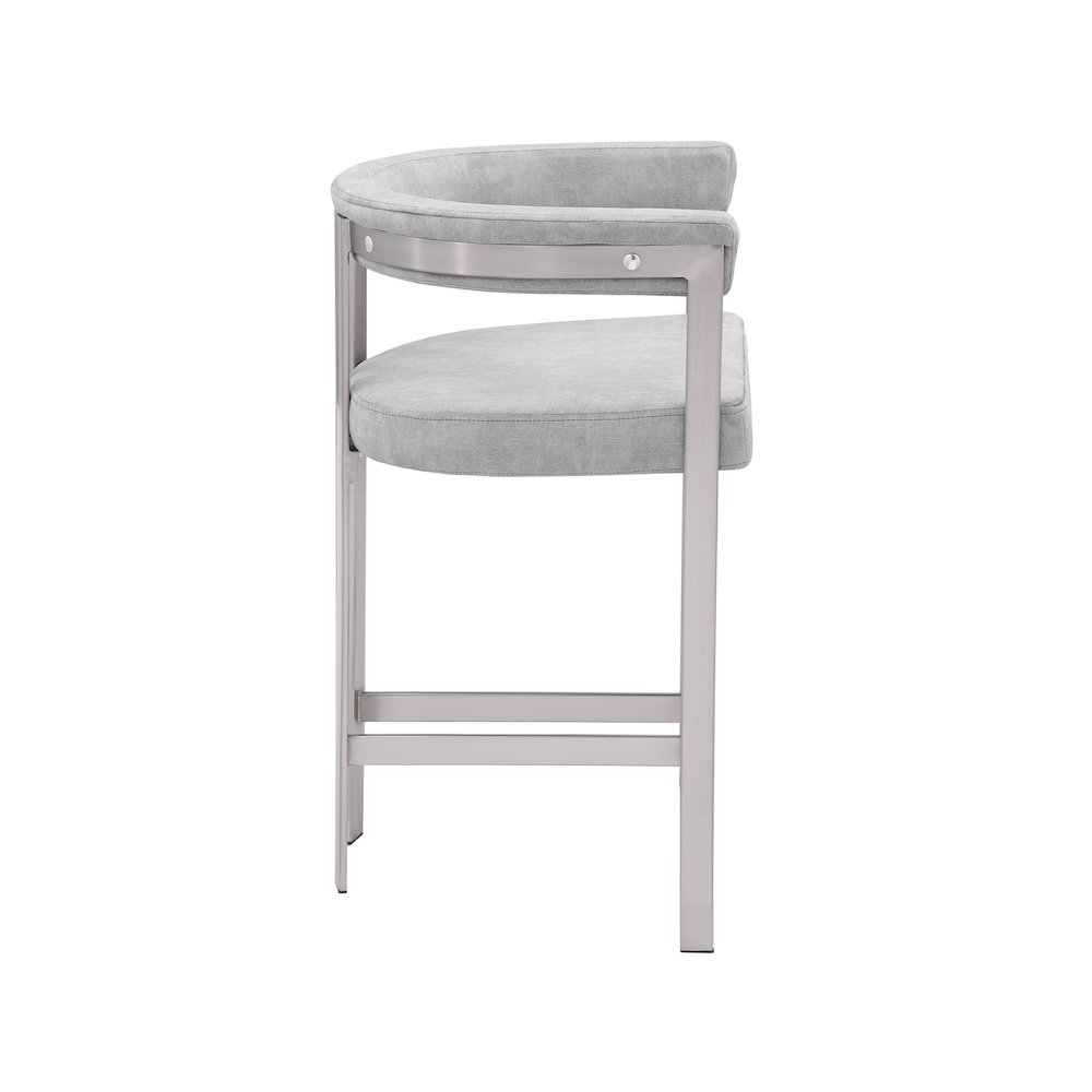 Marcello Grey Velvet Counter Stool, Set of 2. Picture 4