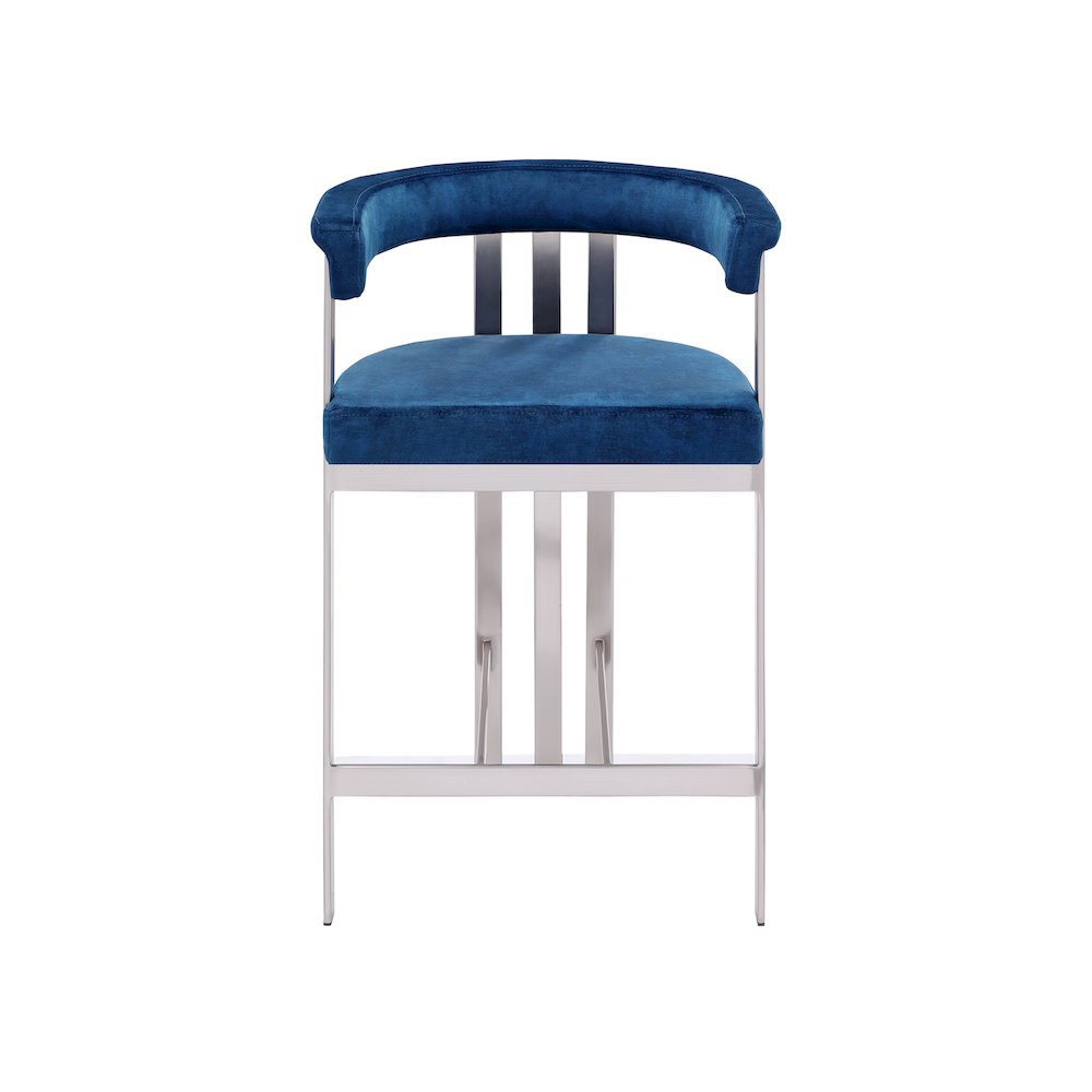 Marcello Navy Velvet Counter Stool, Set of 2. Picture 3