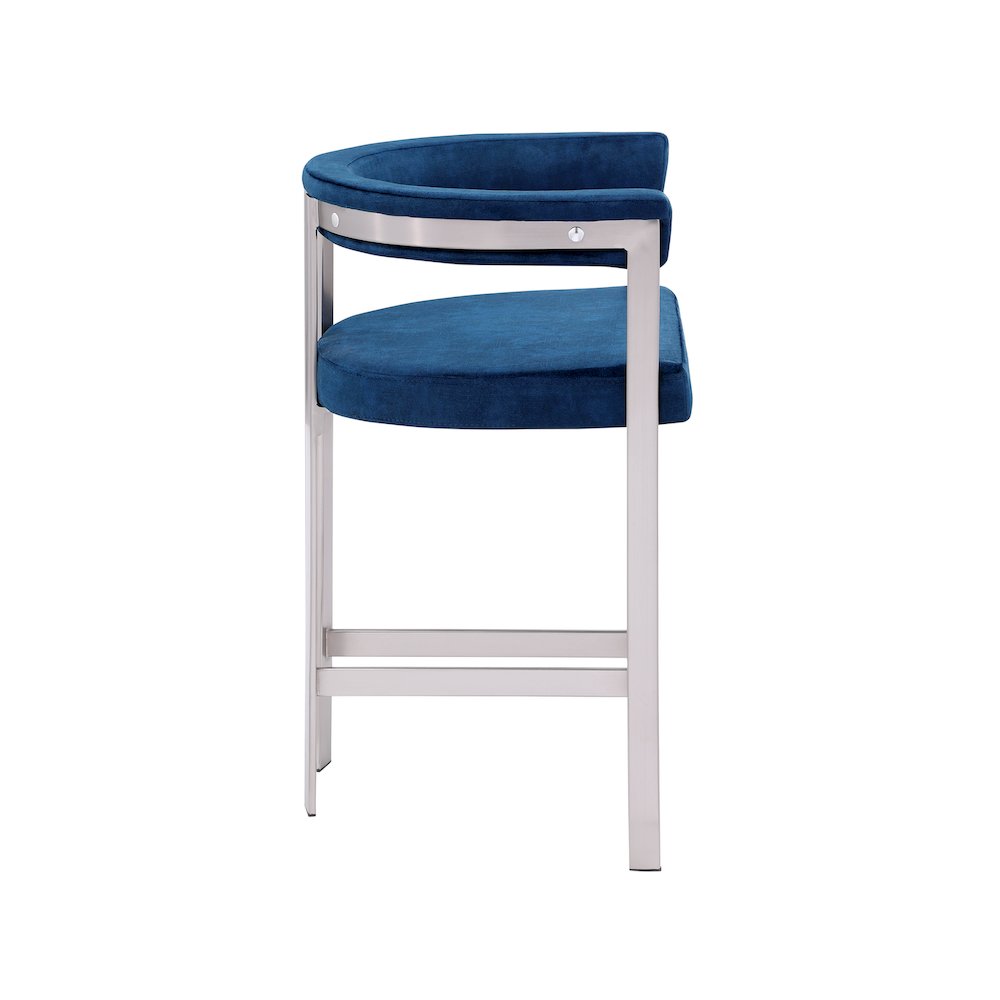 Marcello Navy Velvet Counter Stool, Set of 2. Picture 4