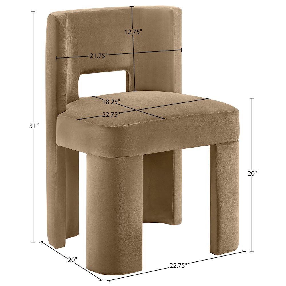 Zuno Beige Velvet Performance Fabric Upholstered Dining Chair. Picture 11
