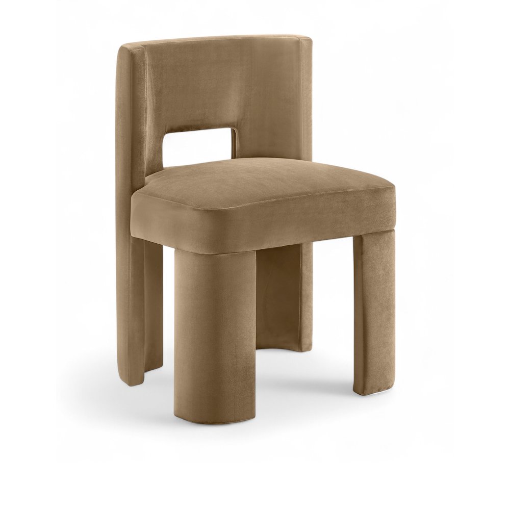 Zuno Beige Velvet Performance Fabric Upholstered Dining Chair. Picture 3