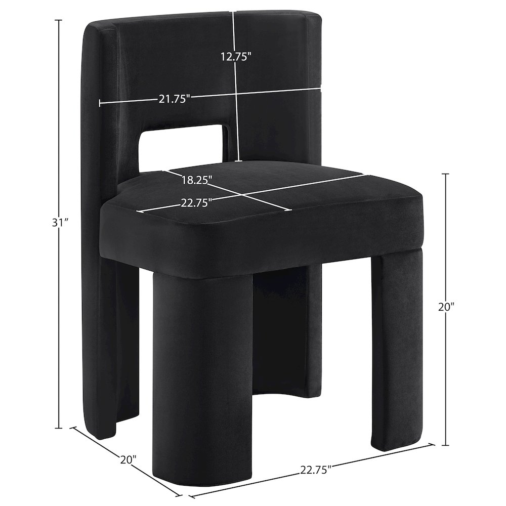 Zuno Black Velvet Performance Fabric Upholstered Dining Chair. Picture 11