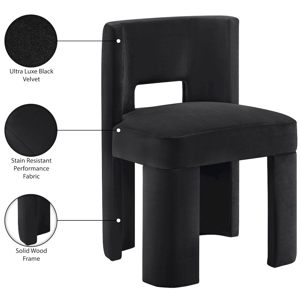 Zuno Black Velvet Performance Fabric Upholstered Dining Chair. Picture 12
