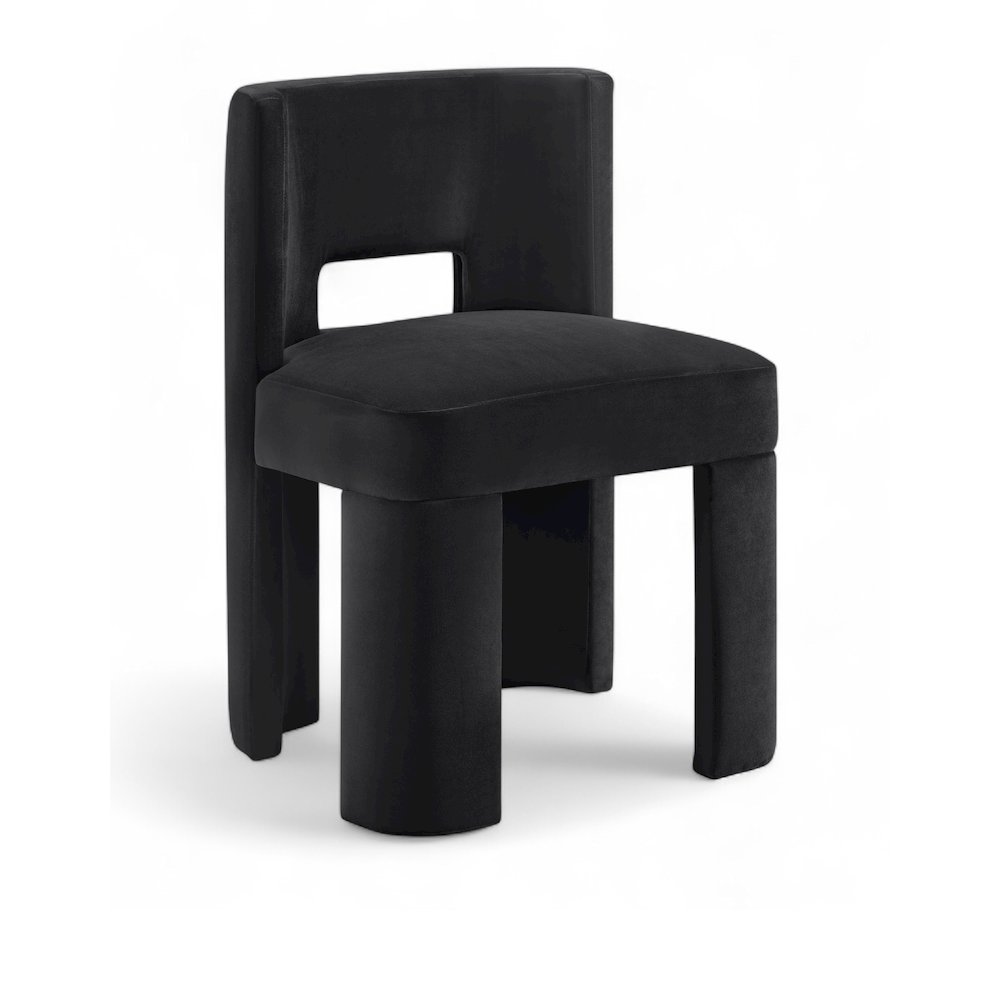 Zuno Black Velvet Performance Fabric Upholstered Dining Chair. Picture 3