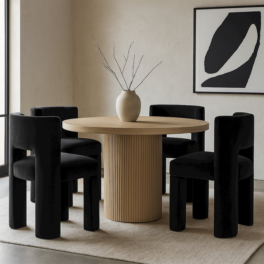 Zuno Black Velvet Performance Fabric Upholstered Dining Chair. Picture 2